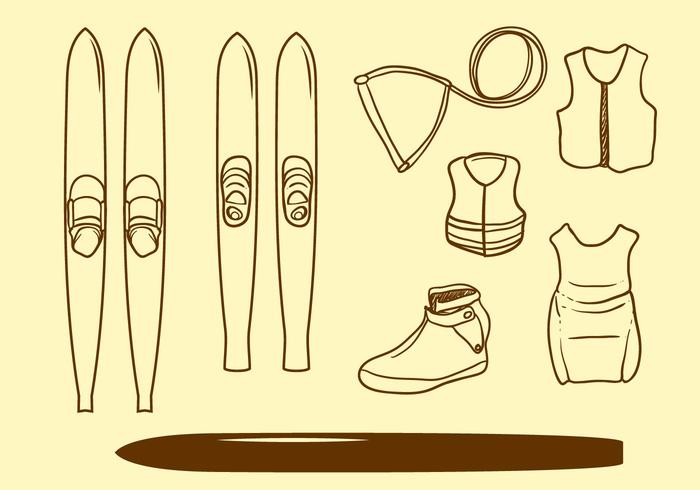 700x490 Hand Drawn Water Skiing Vector