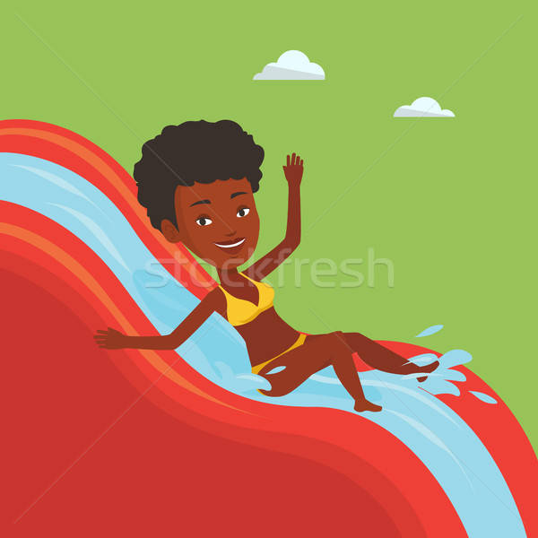 Woman Riding Down Waterslide Vector Illustration Vector 600x600 Woman Riding Down Waterslide Vector Illustration Vector