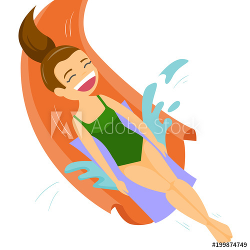 Young Caucasian White Woman Riding Down A Waterslide With Splash 500x500 Young Caucasian White Woman Riding Down A Waterslide With Splash