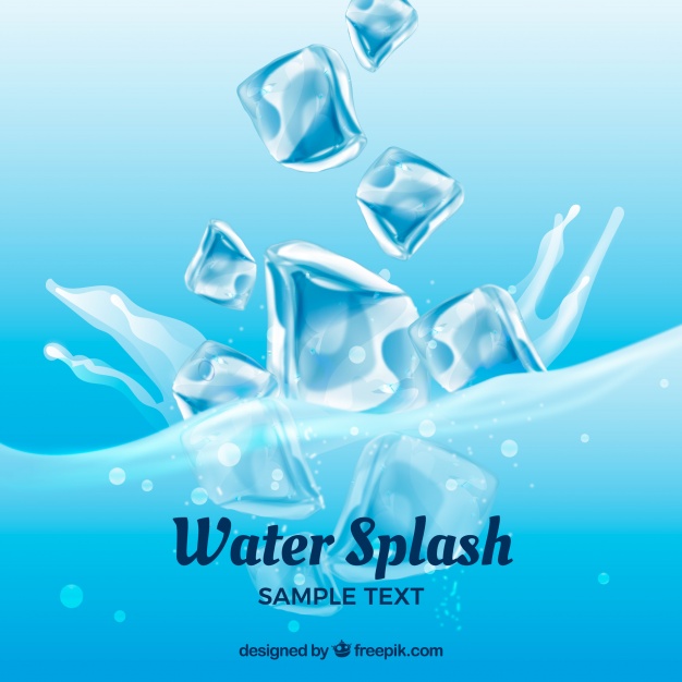 626x626 Realistic Background With Ice Cubes And Water Splash Vector Free