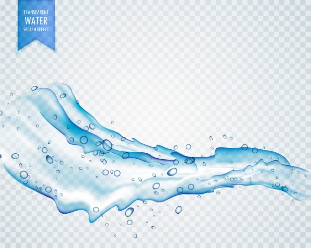 626x500 Transparent Water Splash With Drops In Light Blue Color Flowing