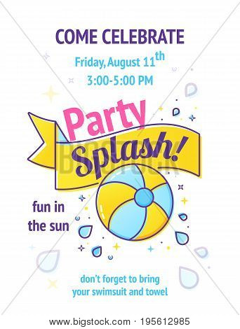 Pool Splash Vector Party Pool Party Poster With Inflatable Ball 342x470 Pool Splash Vector Party Pool Party Poster With Inflatable Ball