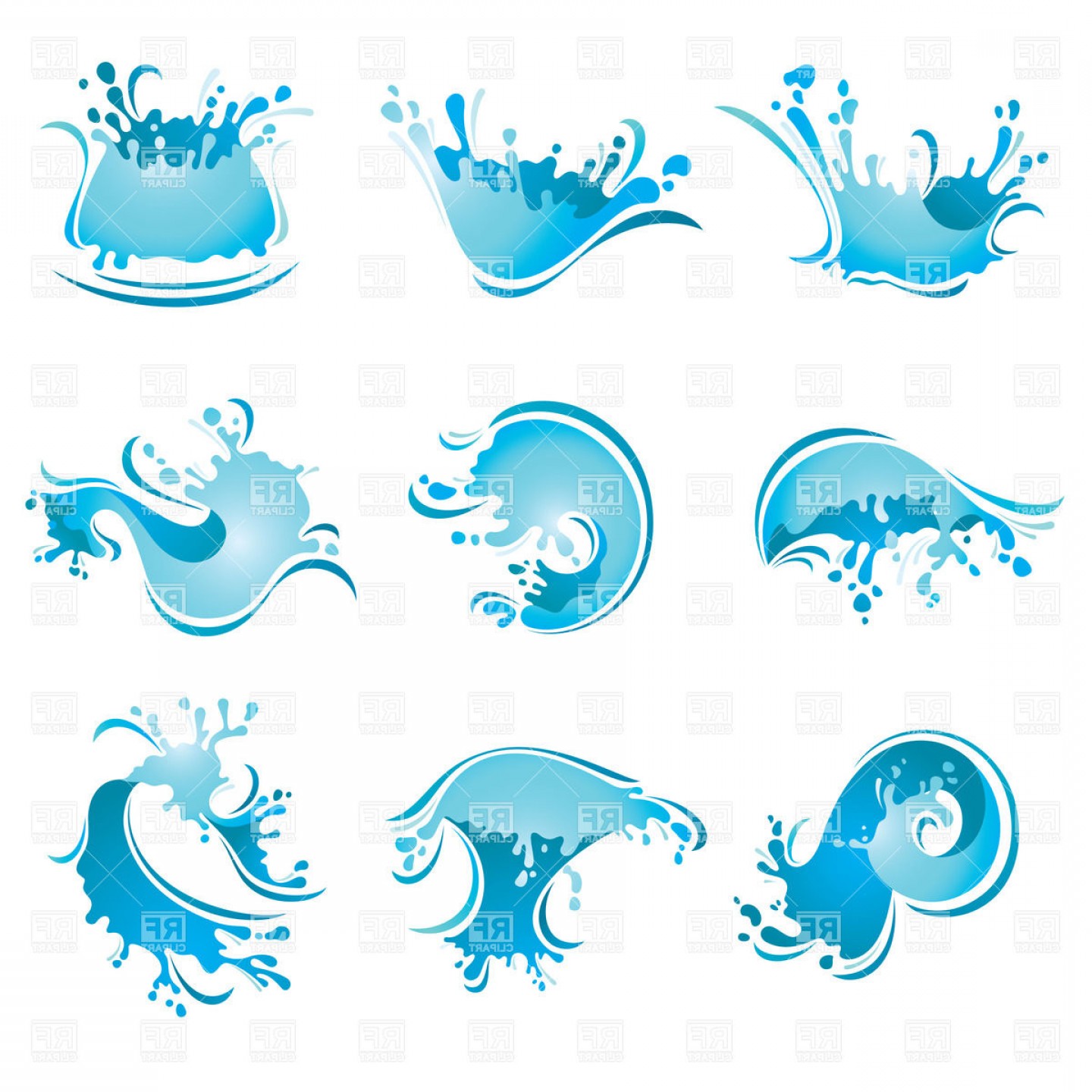 1440x1440 Splashing Waves And Water Vector Clipart Soidergi
