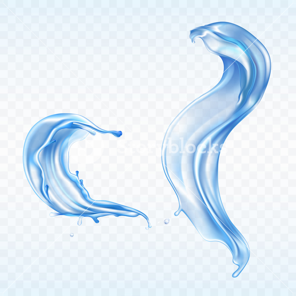 1000x1000 Vector Blue Water Splashes Isolated On Transparent Background