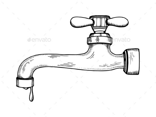 590x443 Water Tap With Drop Engraving Vector Illustration Home