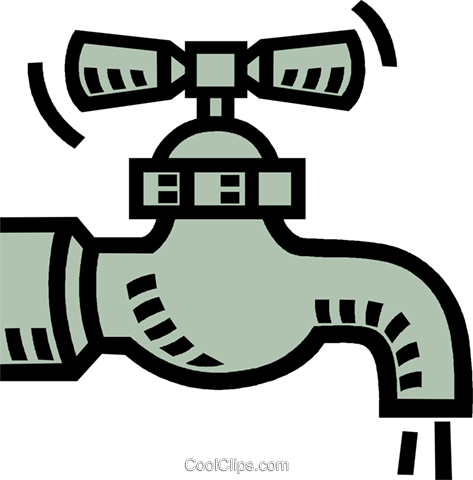 Water Spout, Faucet Royalty Free Vector Clip Art Illustration. 