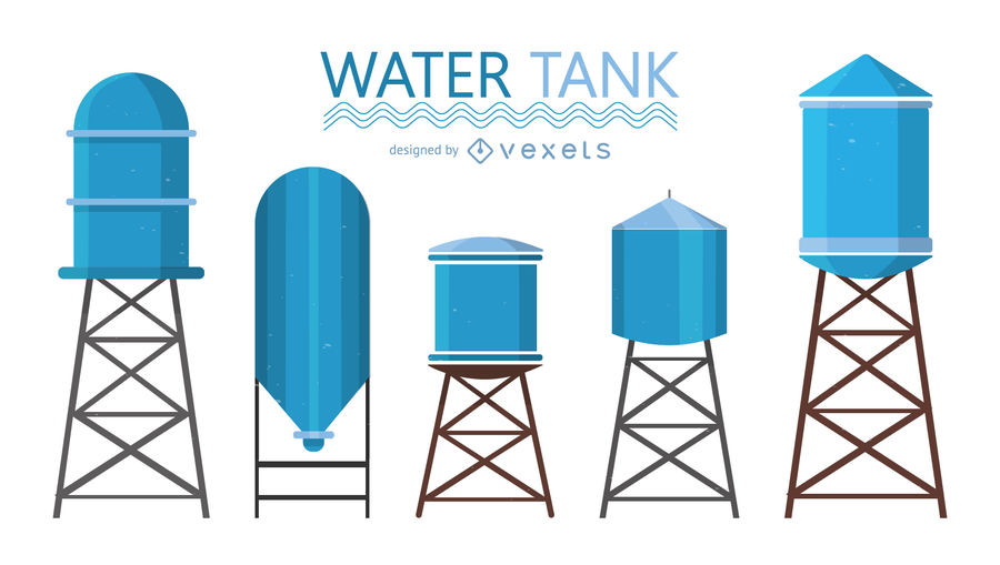 900x509 Blue Water Tank Illustrations