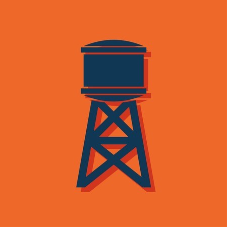 450x450 Industrial Construction With Water Tank Vector Illustration