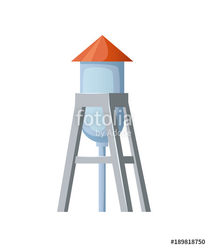 423x500 Water Tower In Cartoon Style Vector Illustration Stock Image