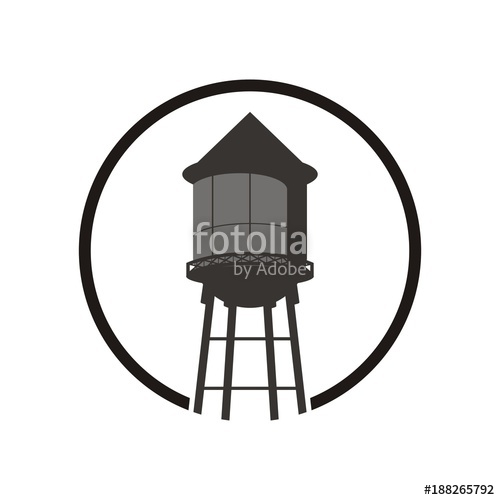 500x500 Water Tower Logo Design Template Vector Illustration Stock Image