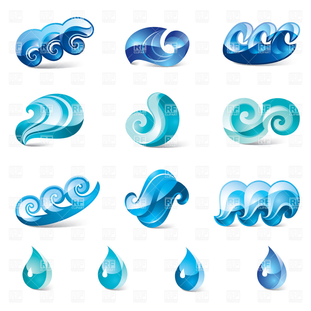 Set Of Signs Of Water And Drops Vector Image Of Icons And Emblems 1200x1200 Set Of Signs Of Water And Drops Vector Image Of Icons And Emblems