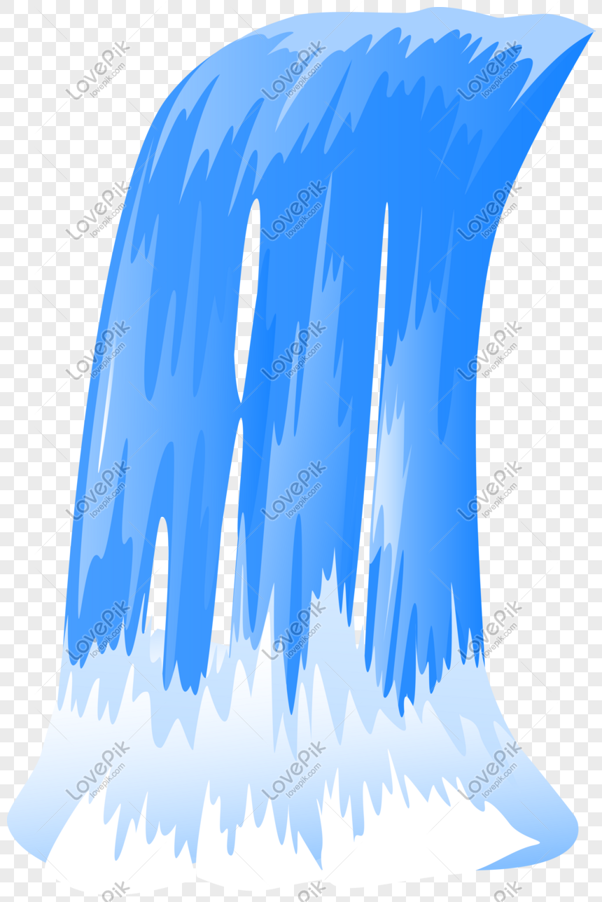 860x1288 Cartoon Blue Waterfall Flowing Water Vector Png Image Picture Free