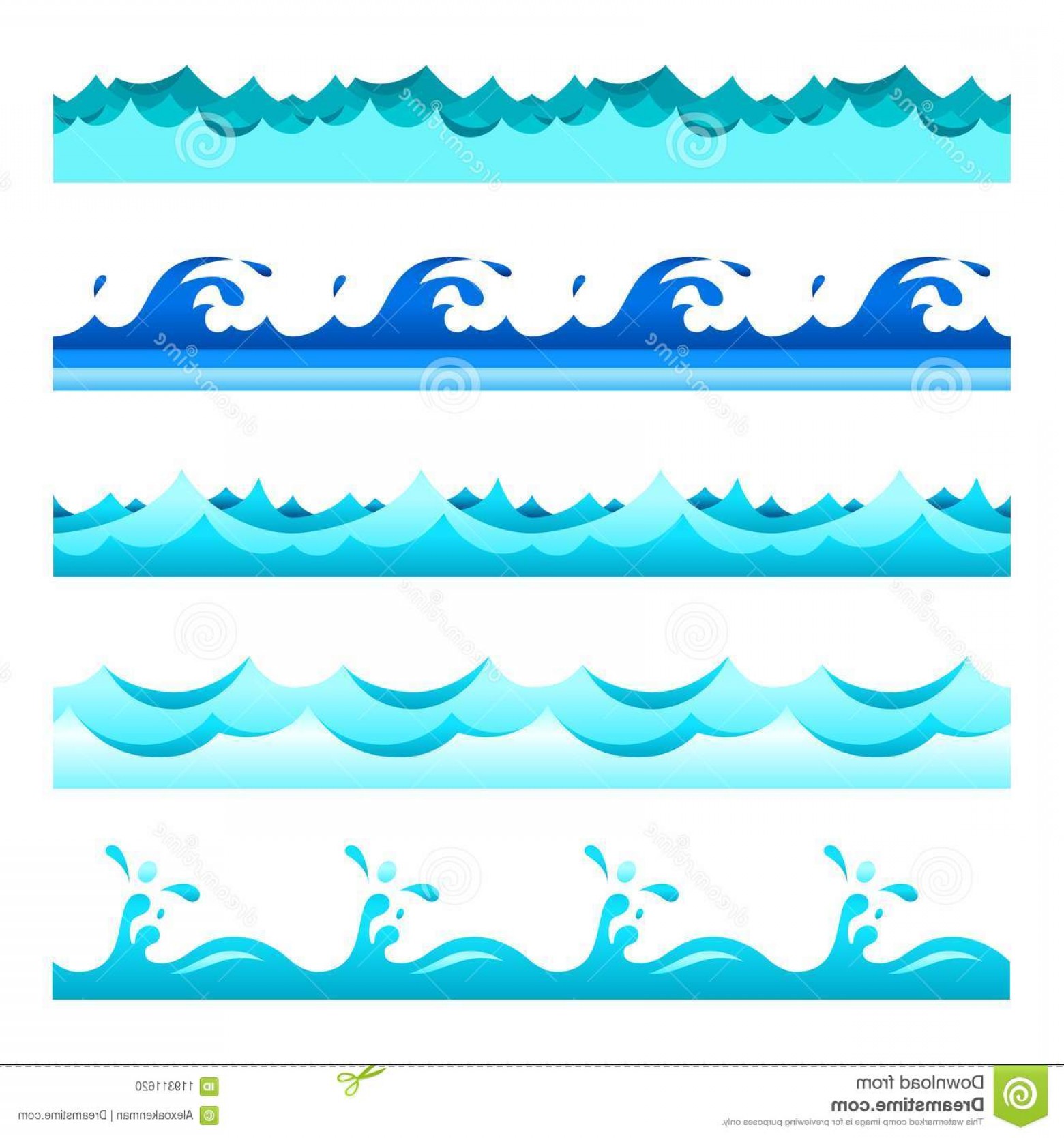 1560x1668 Seamless Blue Water Wave Vector Bands Set Footers Patterns