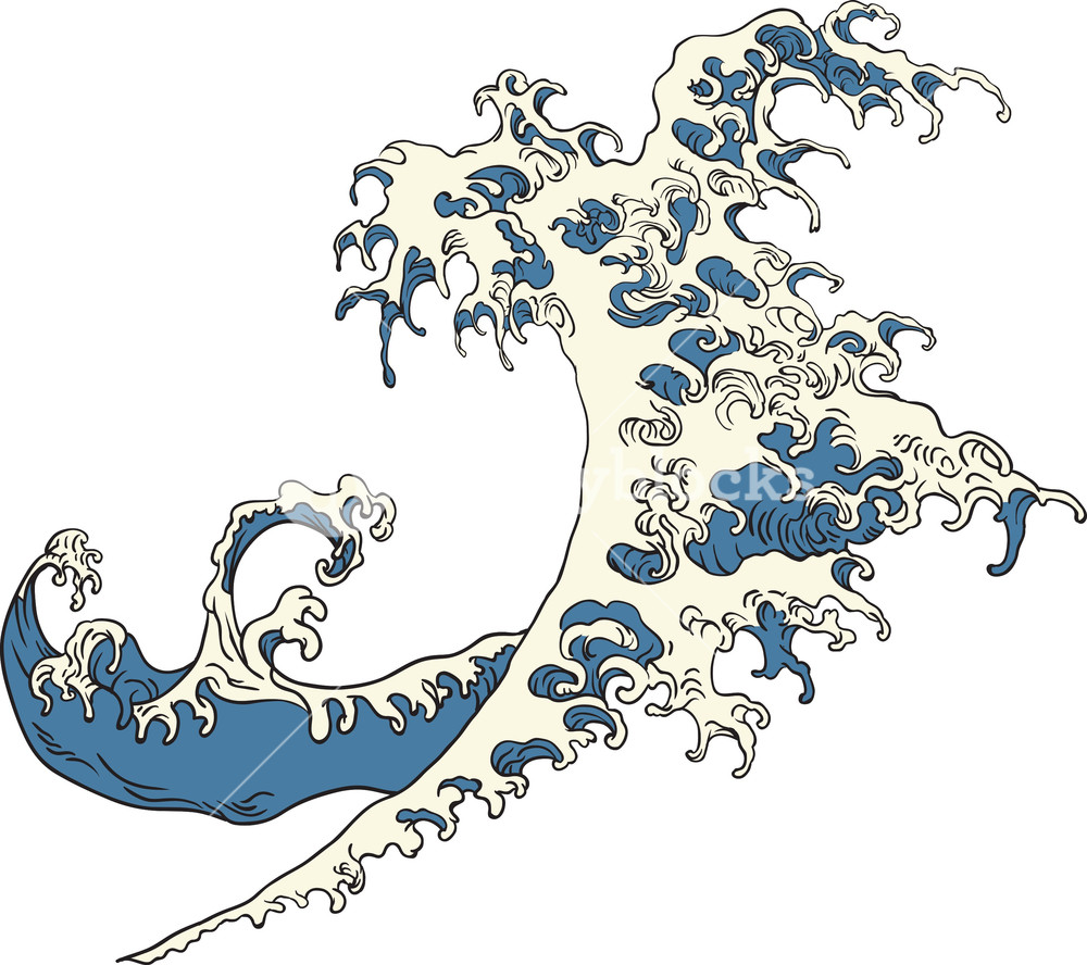 1000x888 Japanese Vector Water Wave Royalty Free Stock Image