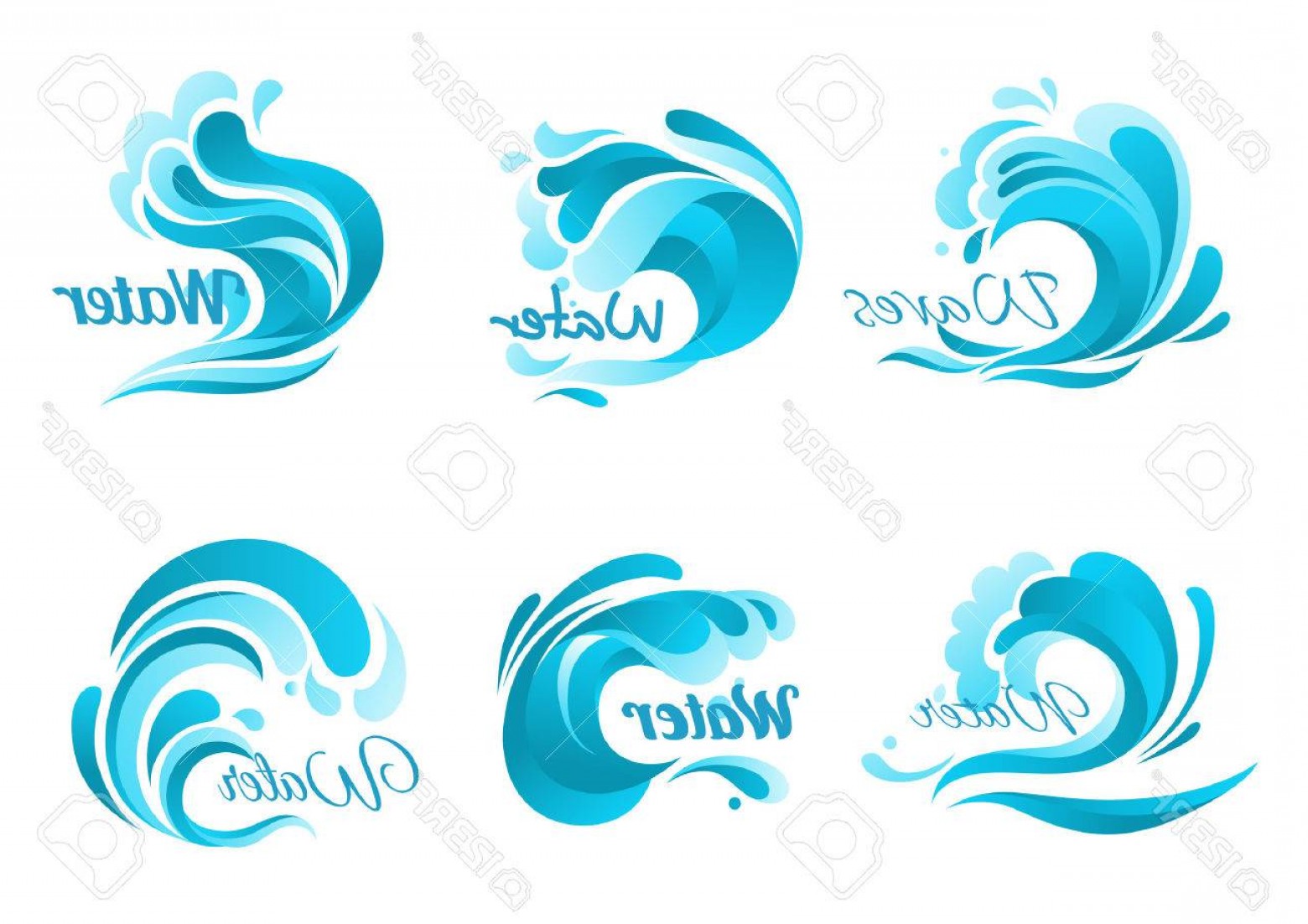 1560x1102 Photostock Vector Waves Vector Isolated Icons Ocean Water Wave