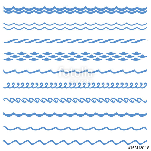 500x500 Seamless Wave Vector Blue Wave Icons Set On White Background