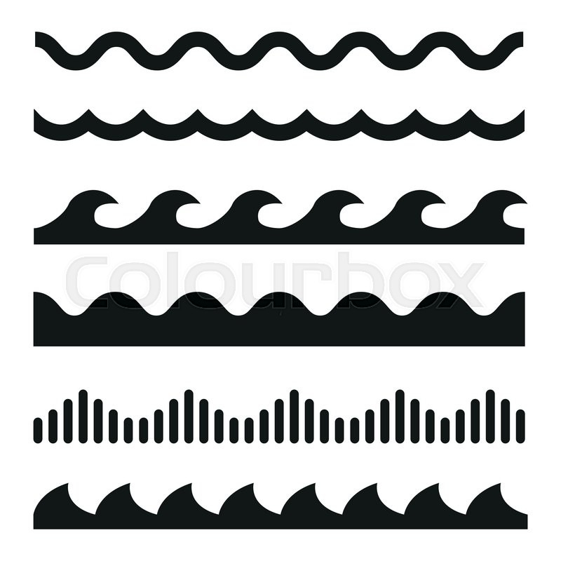 800x800 Vector Black Wave Icons Set On White Stock Vector Colourbox