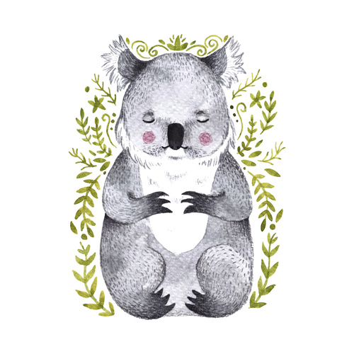 500x500 Koala Hand Drawn Watercolor Animals Vector Free Download