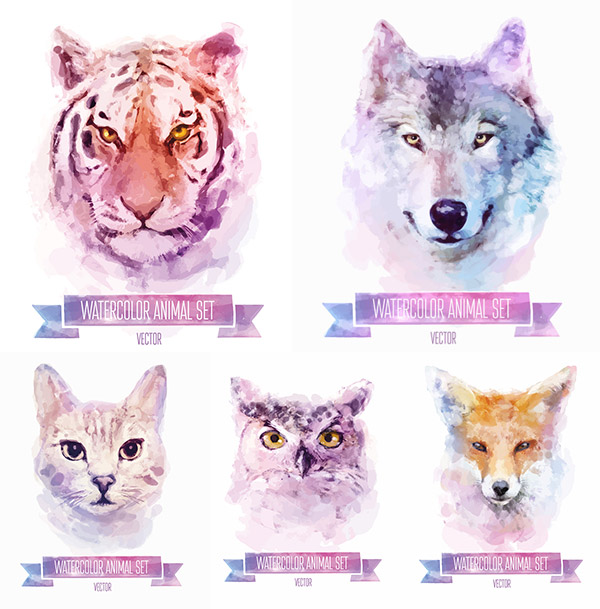 600x609 Lovely Watercolor Animals Vector Animal Free Vector Free Download
