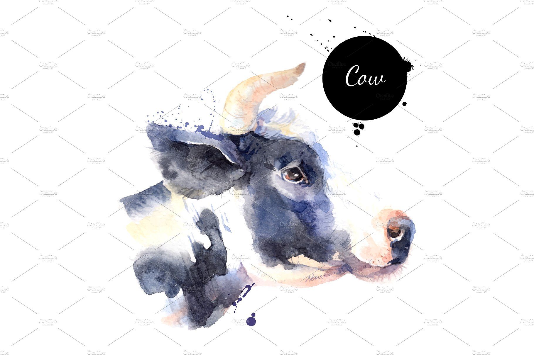 1820x1211 Watercolor Farm Animal Vector Set