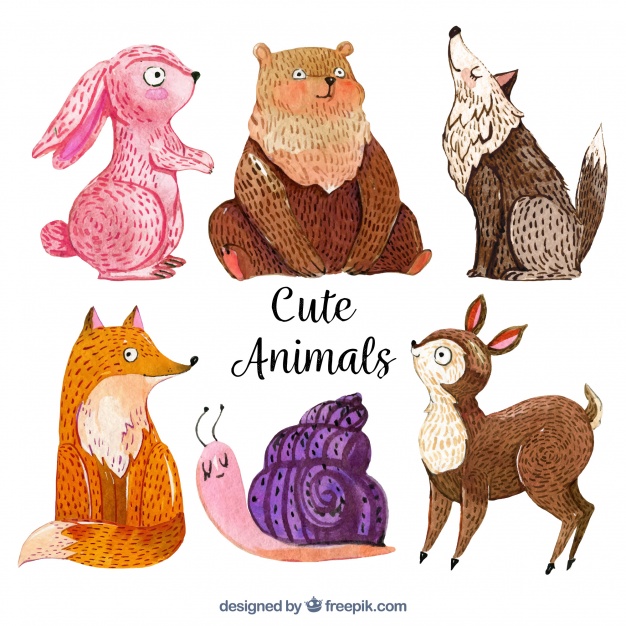 626x626 Watercolor Animals With Fun Style Vector Free Download