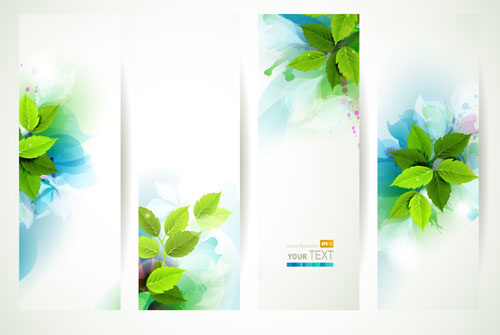 500x335 Green Leaves With Watercolor Banner Vector Free Vector In Adobe