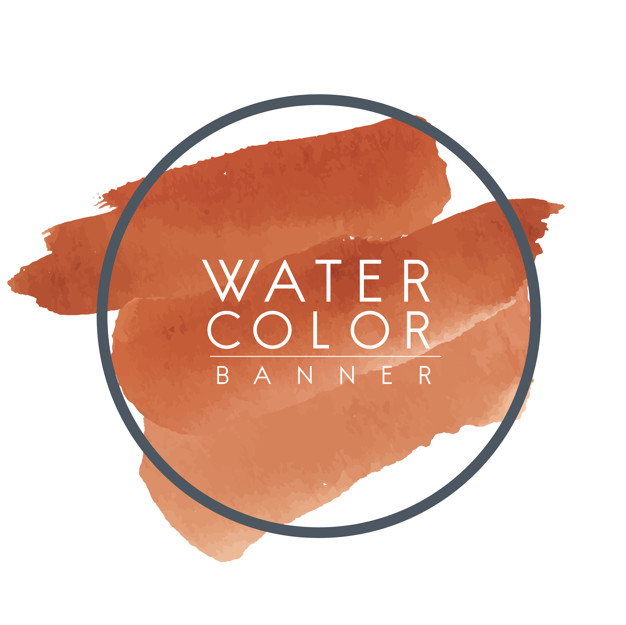 626x625 Round Orange Watercolor Banner Vector