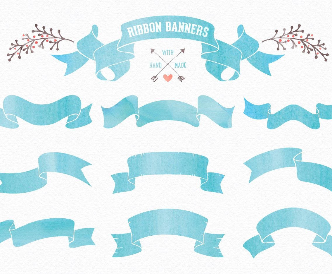 1136x936 Watercolor Ribbon Banners Vector Art Graphics