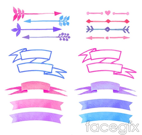 600x570 Watercolor Arrow And Banner Vector Over Millions Vectors, Stock