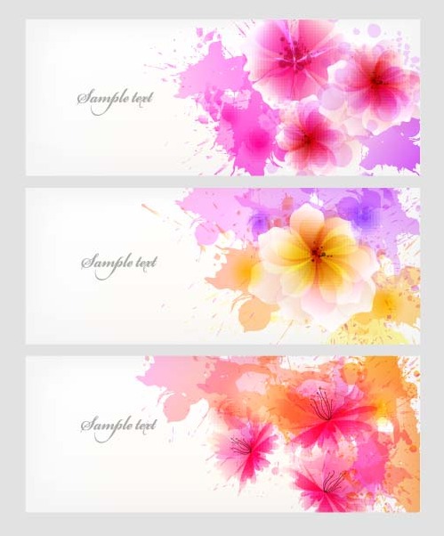 499x602 Watercolor Flower Banners Vector Set Free Vectors Ui Download