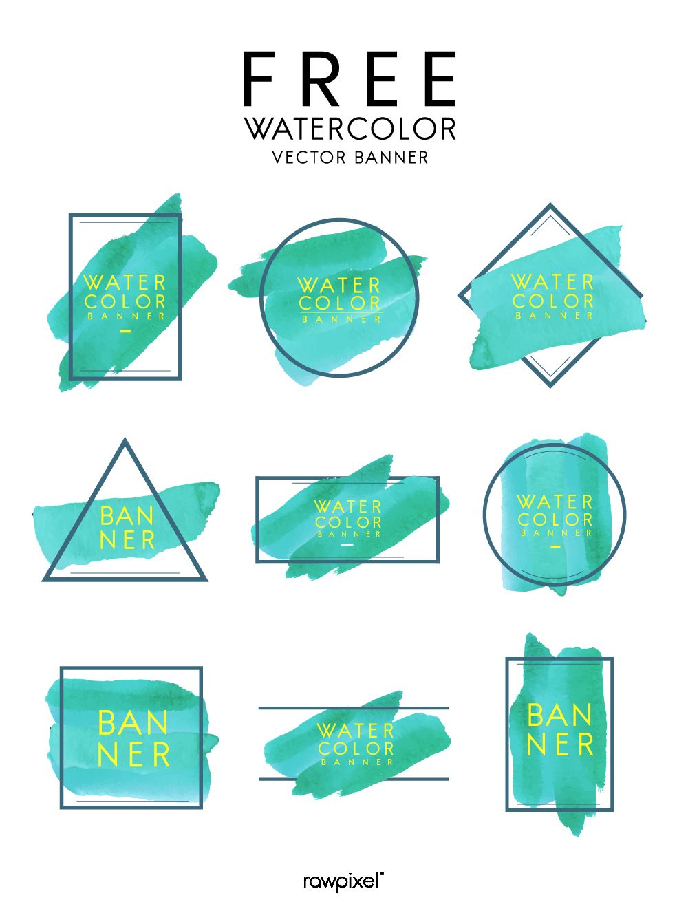1000x1311 Download Free Vectors Of Watercolor Banner Designs In Green
