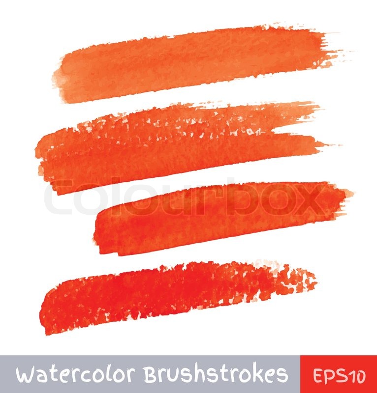 766x800 Set Of Red Watercolor Brush Strokes, Stock Vector Colourbox