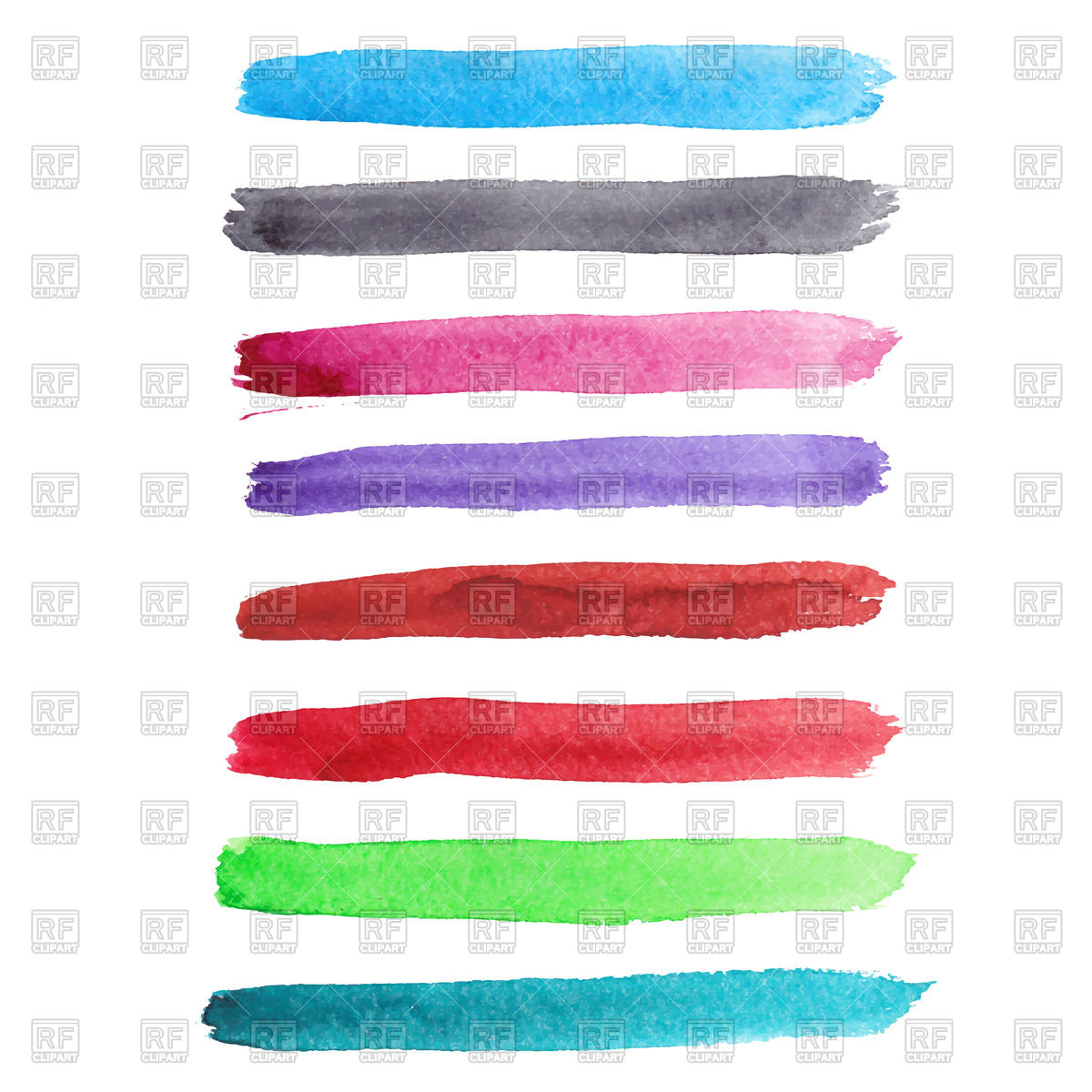 1200x1200 Set Of Colorful Watercolor Brush Strokes Vector Image Of Design