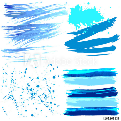 500x500 Collection Of Of Azure Blue Watercolor Brush Strokes, Stains