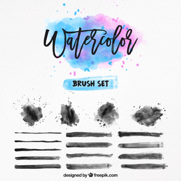 626x626 Watercolor Brush Set Vector Free Download