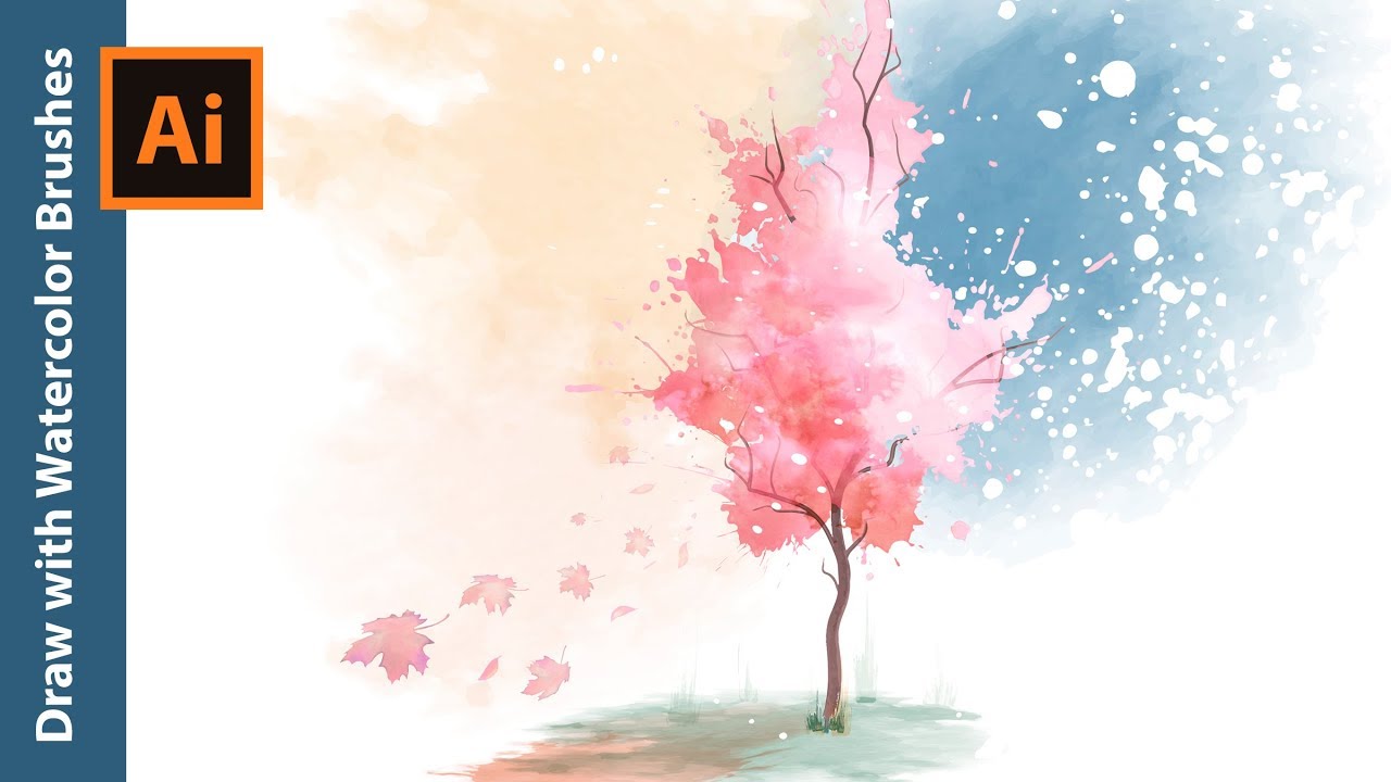 1280x720 How To Draw A Vector Watercolor Tree In Adobe Illustrator