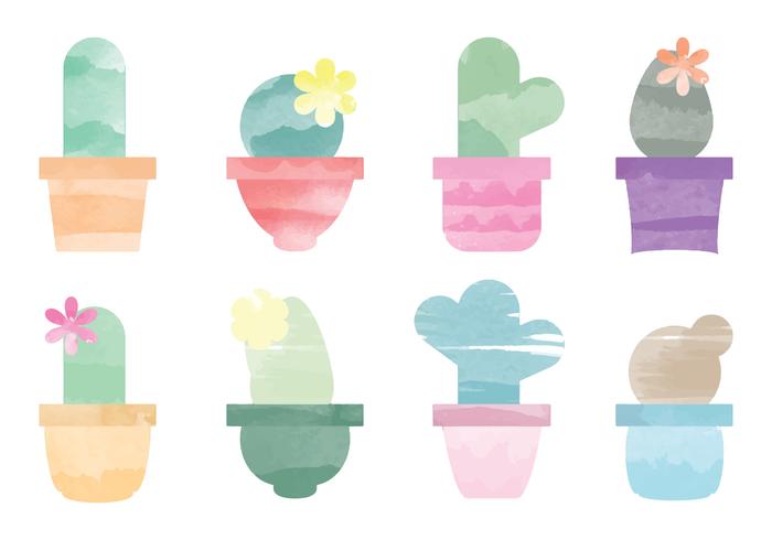 700x490 Vector Watercolor Cactus Elements