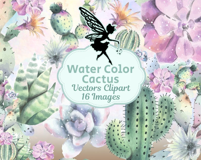 794x631 Watercolor Cactus Vector Pack Png Download Etsy