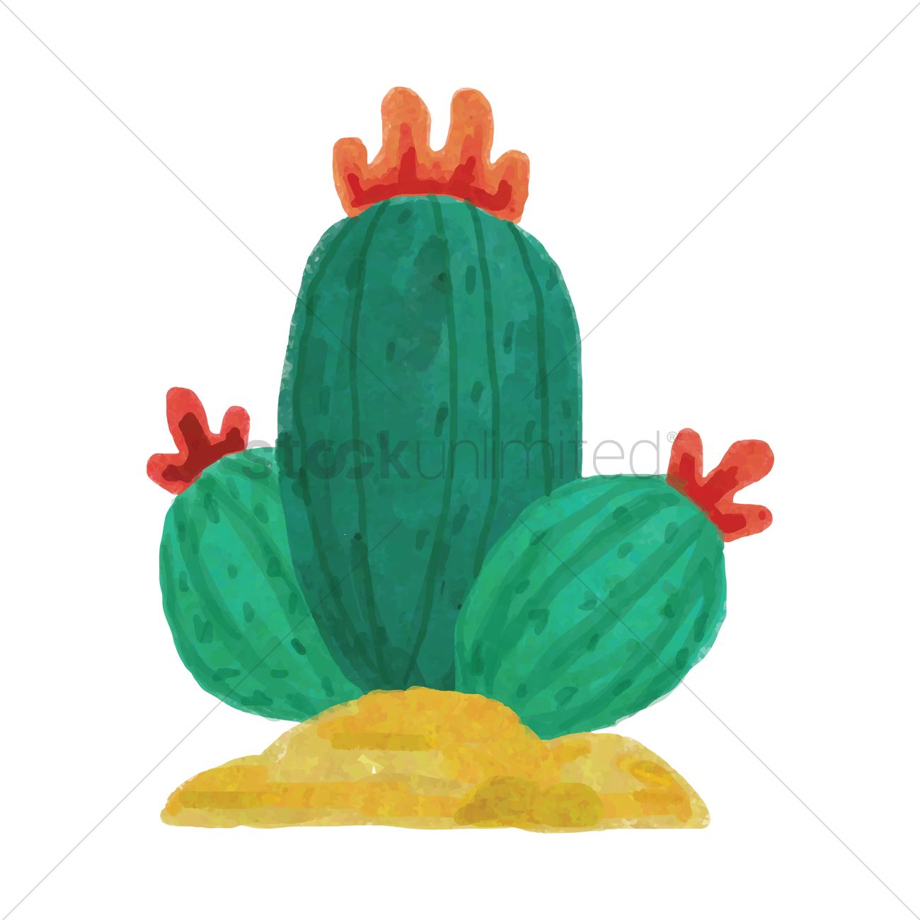 1300x1300 Watercolor Cactus Vector Image