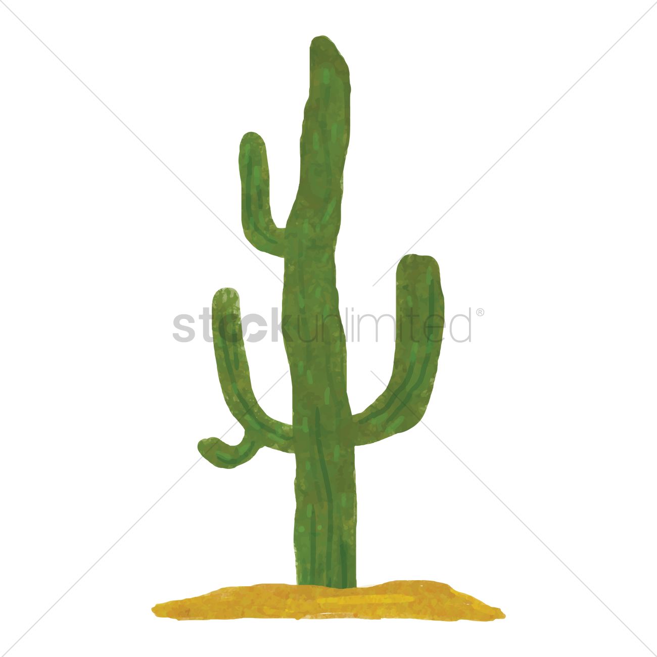 1300x1300 Watercolor Cactus Vector Image