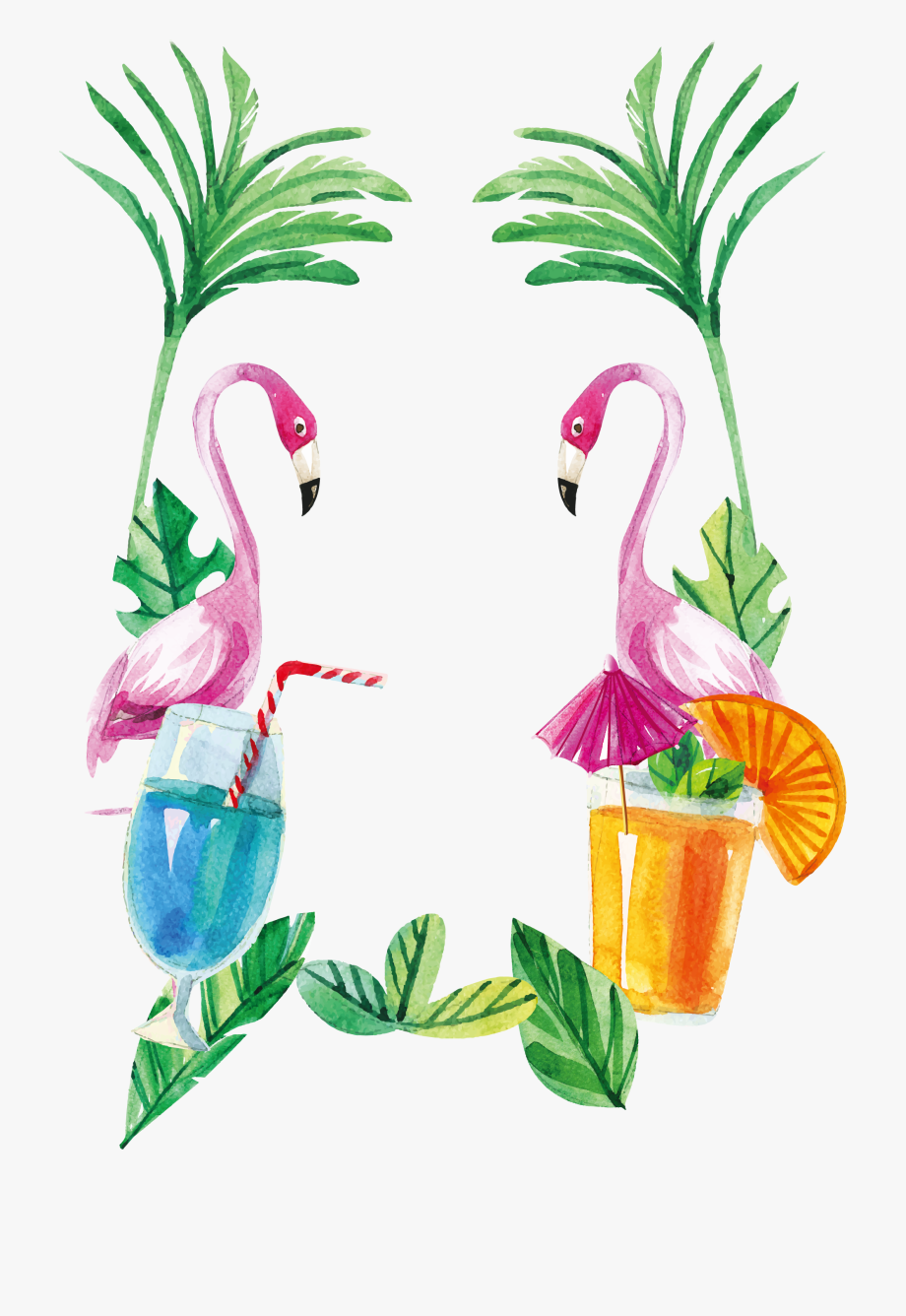 920x1336 Flamingos Euclidean Vector Hand Painted Watercolor