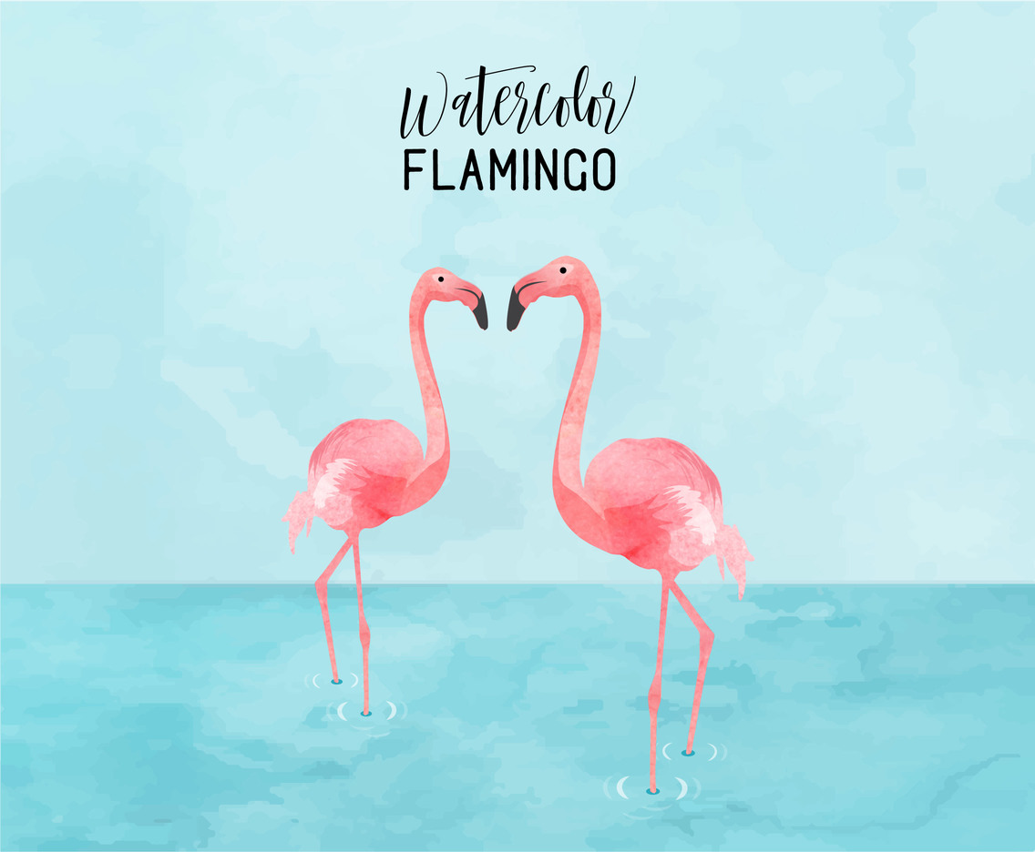 1136x936 Watercolor Flamingo Couple Vector Illustration Vector Art