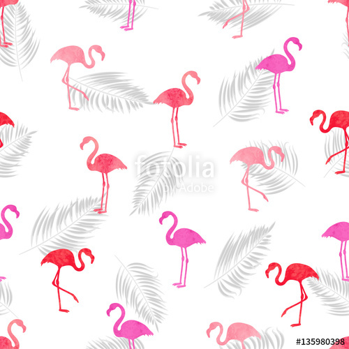 500x500 Watercolor Flamingo Seamless Pattern Vector Background Design