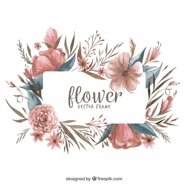626x626 Modern Watercolor Floral Frame Vector Free Download