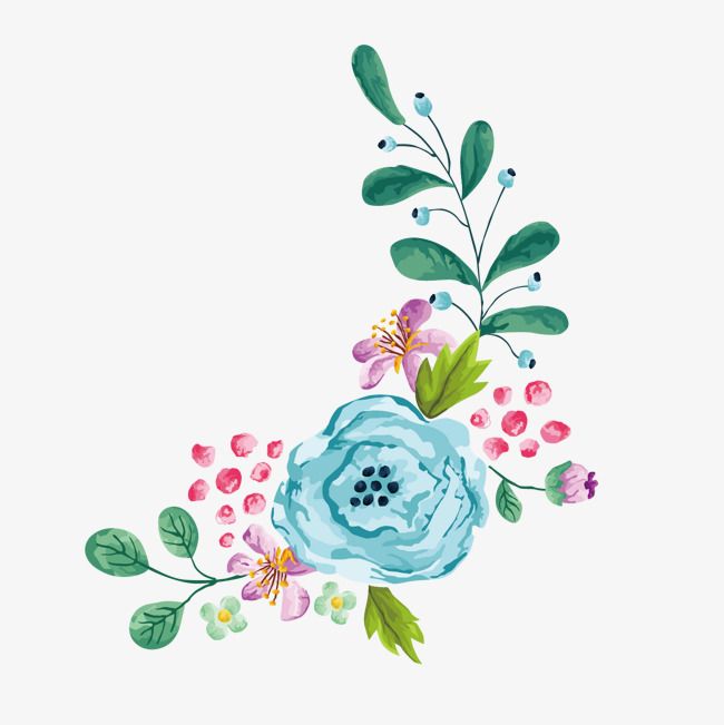 650x651 Vector Watercolor Hand Painted Floral Border, Colored Flowers