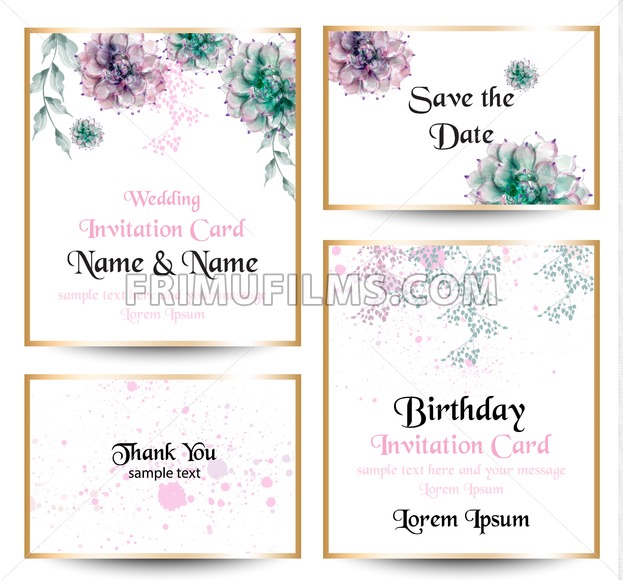 623x580 Watercolor Flowers Blossom Card Set Vintage Greeting Cards