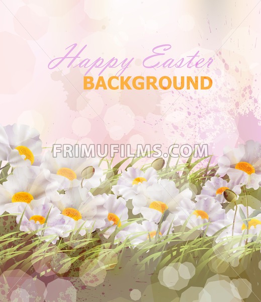 519x600 Happy Easter Watercolor Flowers Background Vector Illustration
