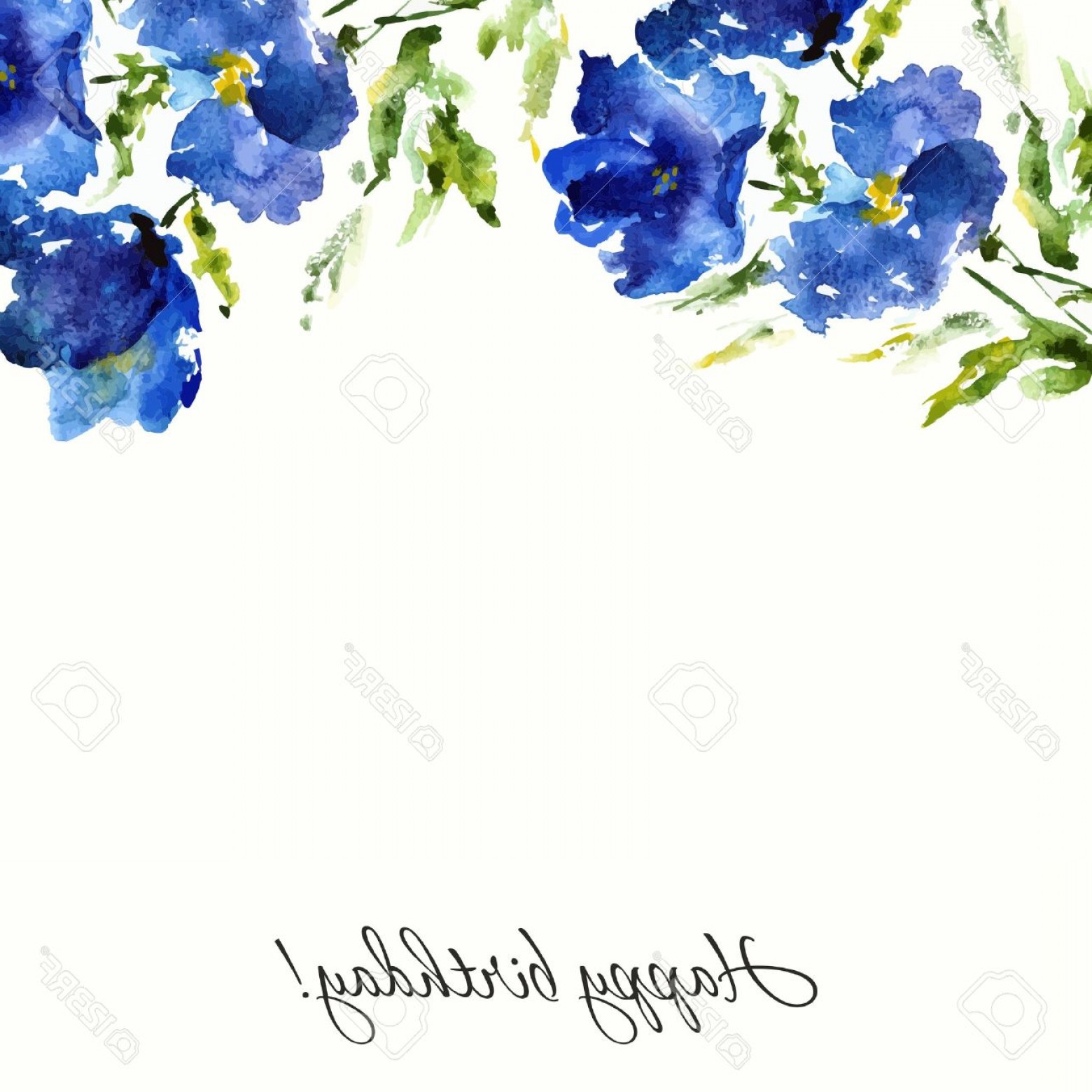 1560x1560 Photostock Vector Blue Floral Background Watercolor Flowers