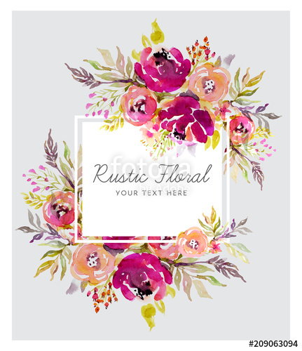 431x500 Rustic Marsala Background With Watercolor Flowers Stock Image