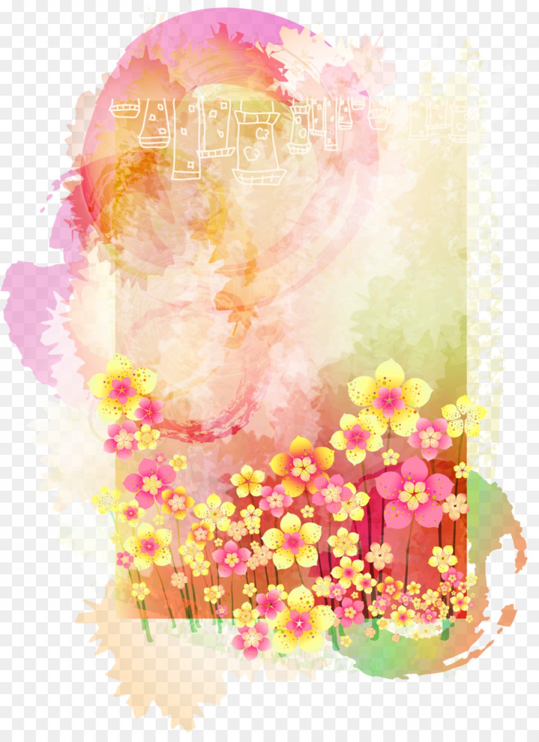1080x1488 Watercolor Floral Background Vector Studiogrfx